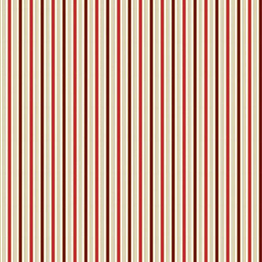 Poinsettias at Christmas Quilt Fabric Stipe Red Foil CF17634-RED - Jammin Threads