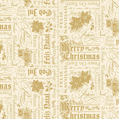 Poinsettias at Christmas Quilt Fabric Text Cream Cf17632-CREAM - Jammin Threads