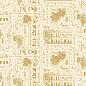 Poinsettias at Christmas Quilt Fabric Text Cream Cf17632-CREAM - Jammin Threads