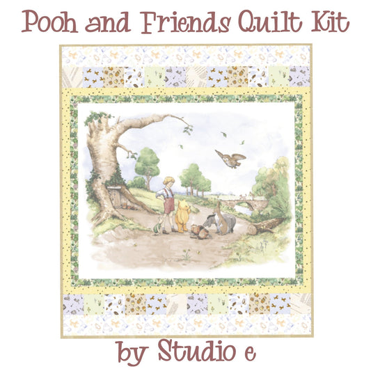 Pooh and Friends Quilt Kit – Classic Winnie Fabric by Studioe | 48" x 56" Quilt Top + Personalized Satin Tag - Jammin Threads