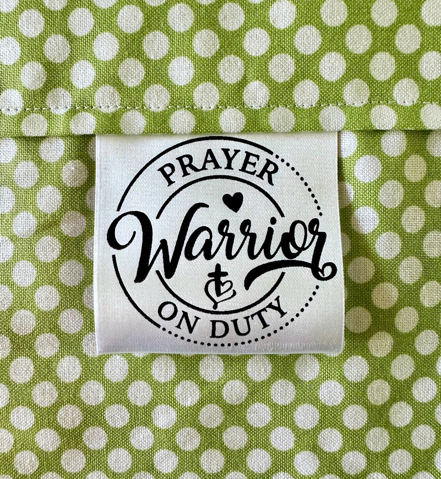 Prayer Warrior on Duty. Inspirational satin labels - Jammin Threads