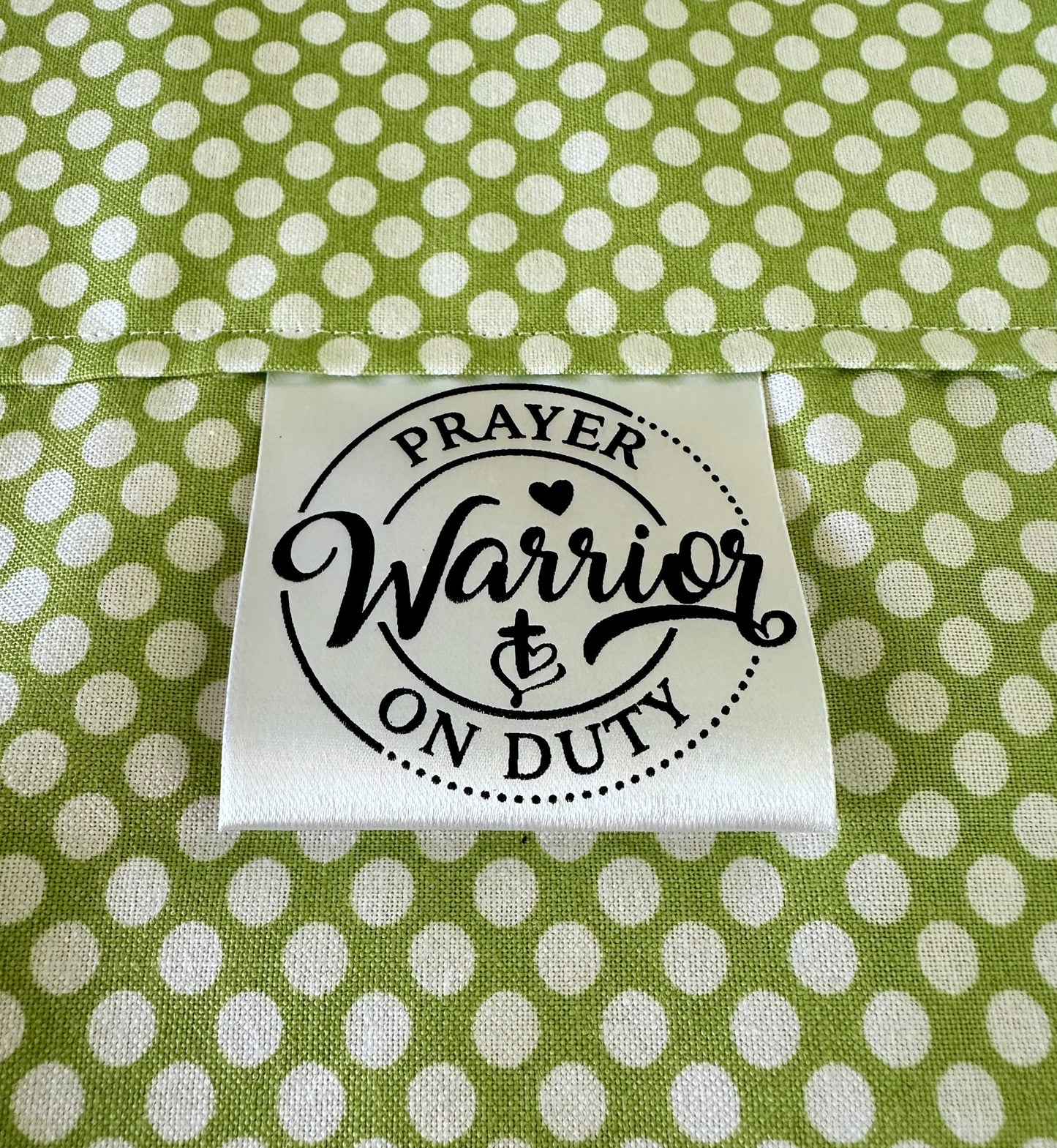 Prayer Warrior on Duty. Inspirational satin labels - Jammin Threads