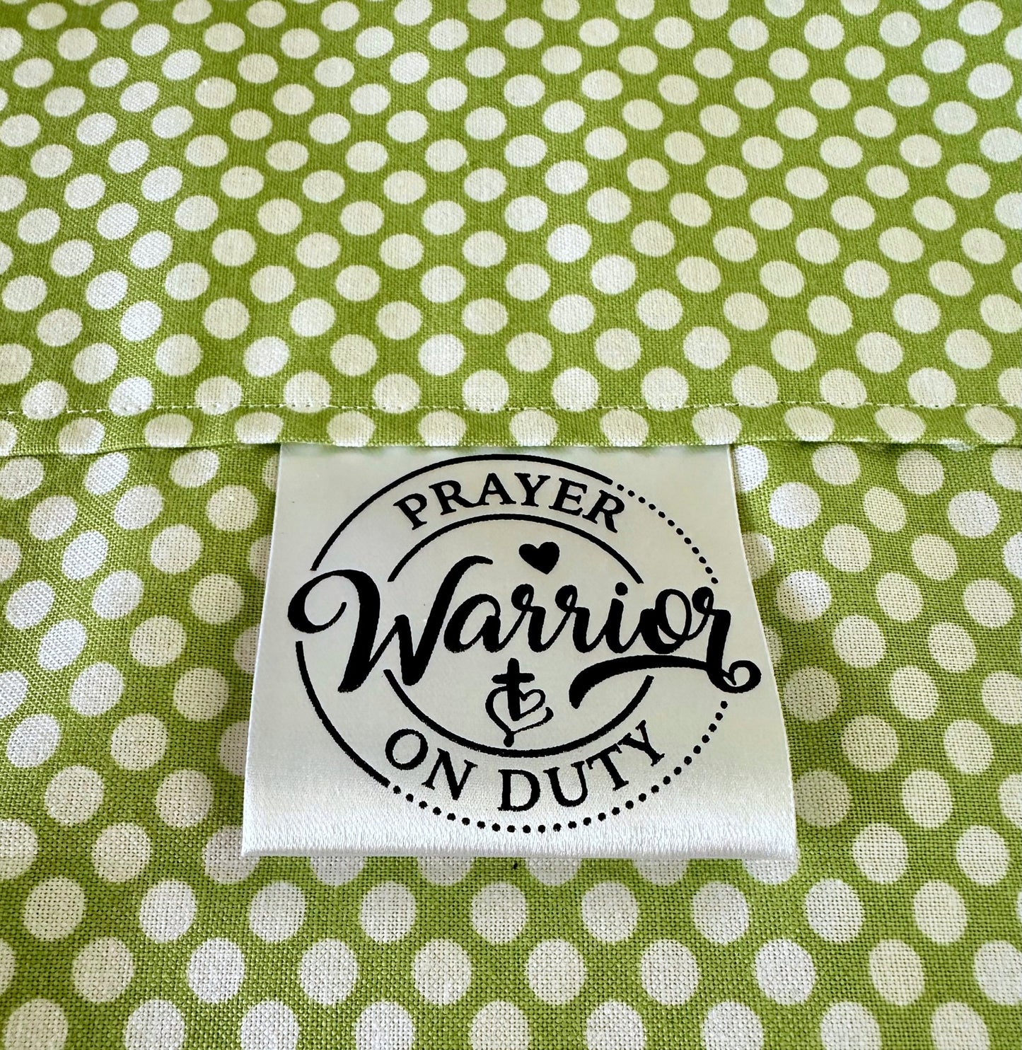 Prayer Warrior on Duty. Inspirational satin labels - Jammin Threads