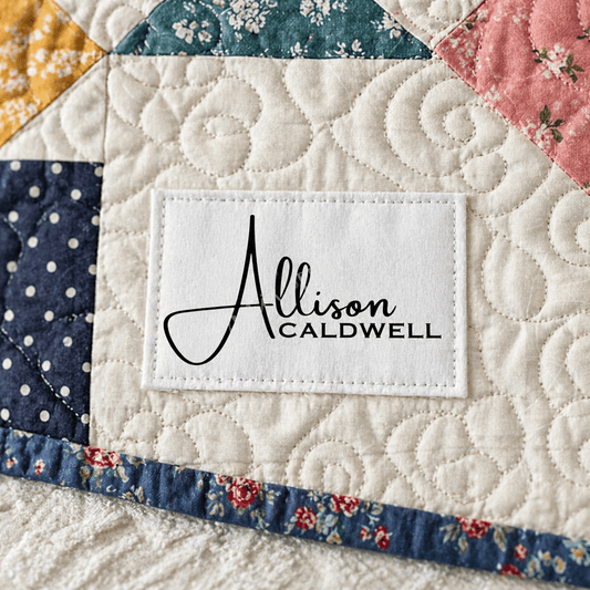 Professional Name Quilt Labels – Personalized Maker Label, 3x1 Fabric Labels (Set of 8) - Jammin Threads