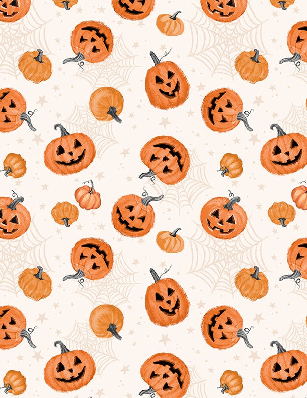 Pumpkin Toss on Cream Halloween Quilt Fabric by Wilmington Prints - Jammin Threads