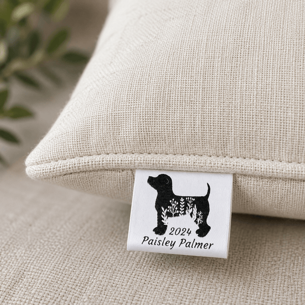 Puppy Dog Satin Labels. 1 inch satin quilt labels and tags - Jammin Threads