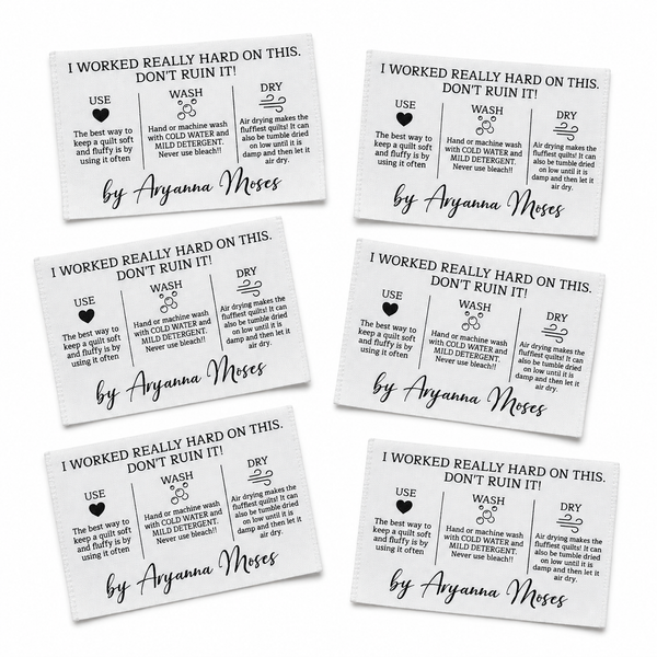 Funny Quilt Care Label – Personalized “Don’t Ruin It!” Quilt Label on 100% Cotton