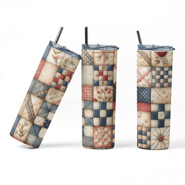 Quilt Pattern Skinny Tumbler - 20 oz. Skinny Tumbler for Quilters - Jammin Threads