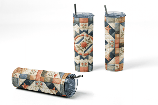 Quilt Pattern Skinny Tumbler - 20 oz. Skinny Tumbler for Quilters - Jammin Threads