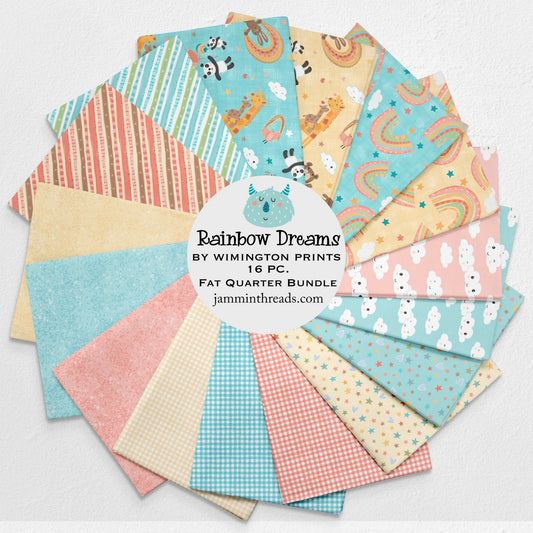 Rainbow Dreams – 16 pc. Fat Quarter Bundle by Jenny Faw for Wilmington Prints – Curated by Jammin’ Threads - Jammin Threads