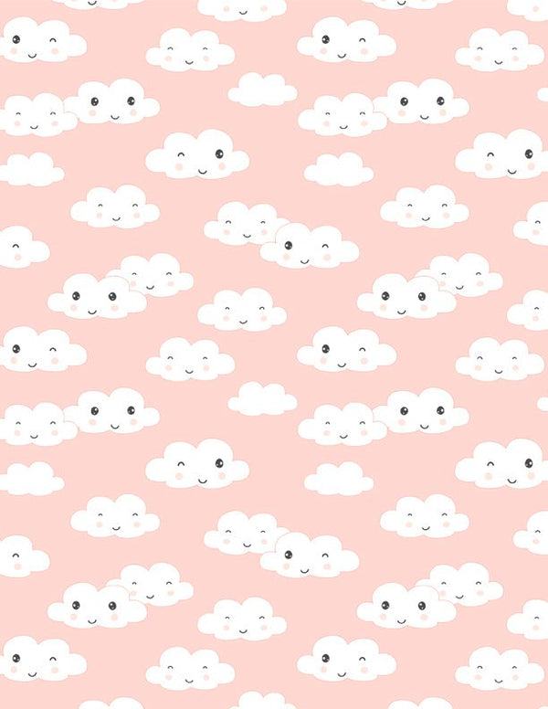 Rainbow Dreams Quilt Fabric Clouds All Over Pink by Jenny Faw 3073 43021 319 - Jammin Threads