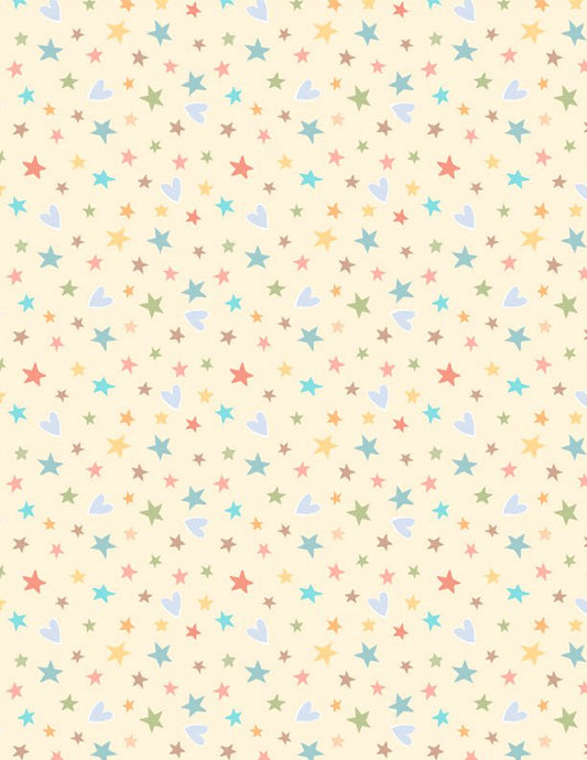 Rainbow Dreams Quilt Fabric Stars and Hearts Yellow by Jenny Faw 3073 43022 553 - Jammin Threads
