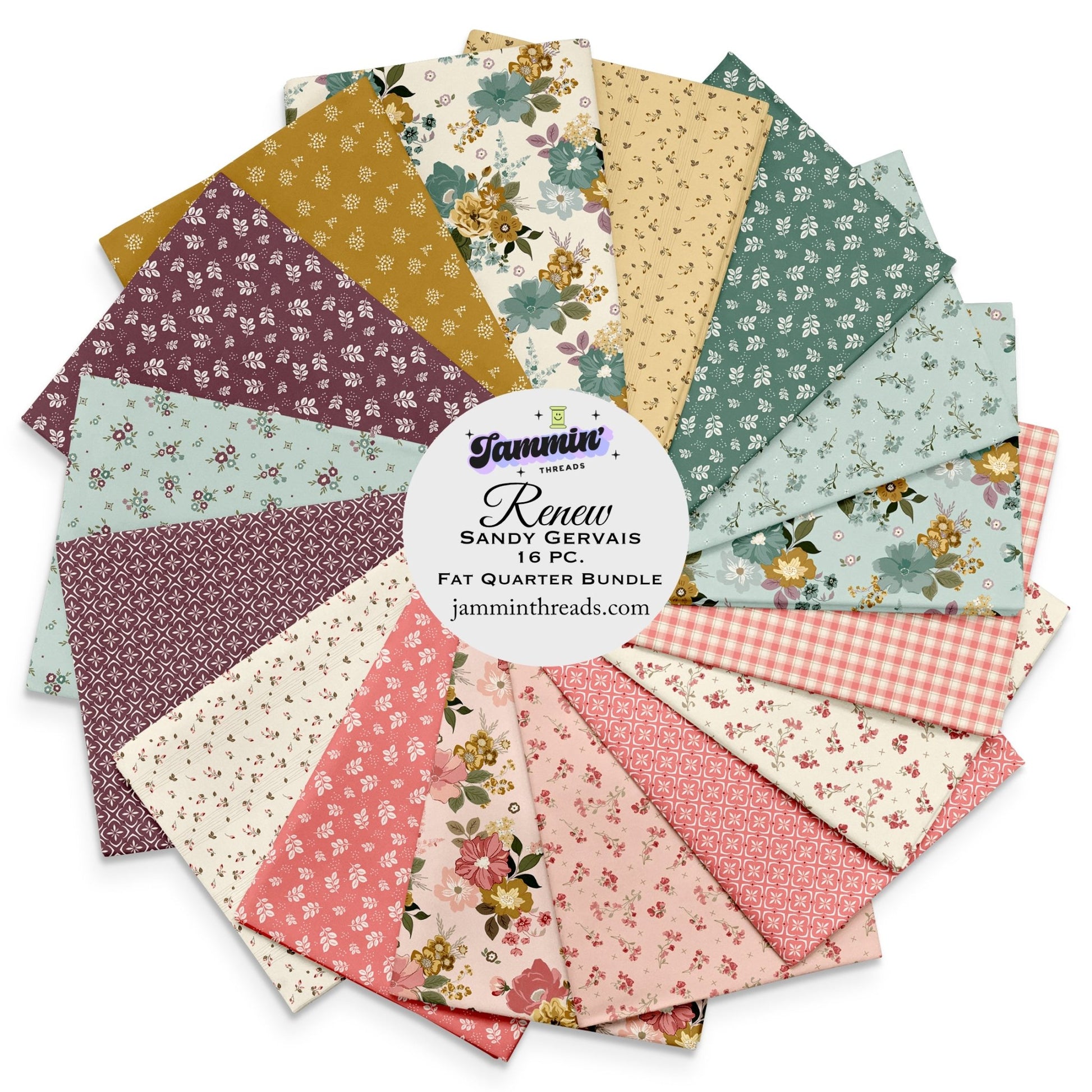 Renew Fat Quarter Bundle by Sandy Gervais for Riley Blake Designs – 16 Piece Curated Fabric Bundle - Jammin Threads