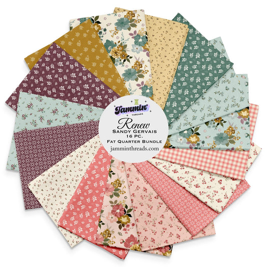 Renew Fat Quarter Bundle by Sandy Gervais for Riley Blake Designs – 16 Piece Curated Fabric Bundle - Jammin Threads