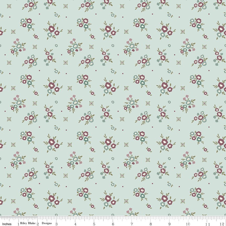 Renew Quilt Fabric Floral Bleached Denim by Sandy Gervais C17281 - BLEACHEDDENIM - Jammin Threads