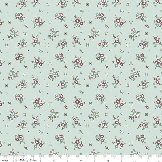 Renew Quilt Fabric Floral Bleached Denim by Sandy Gervais C17281 - BLEACHEDDENIM - Jammin Threads