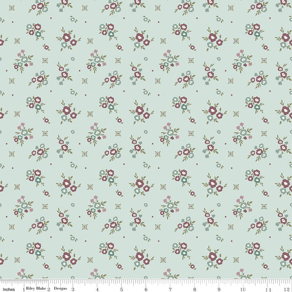 Renew Quilt Fabric Floral Bleached Denim by Sandy Gervais C17281 - BLEACHEDDENIM - Jammin Threads