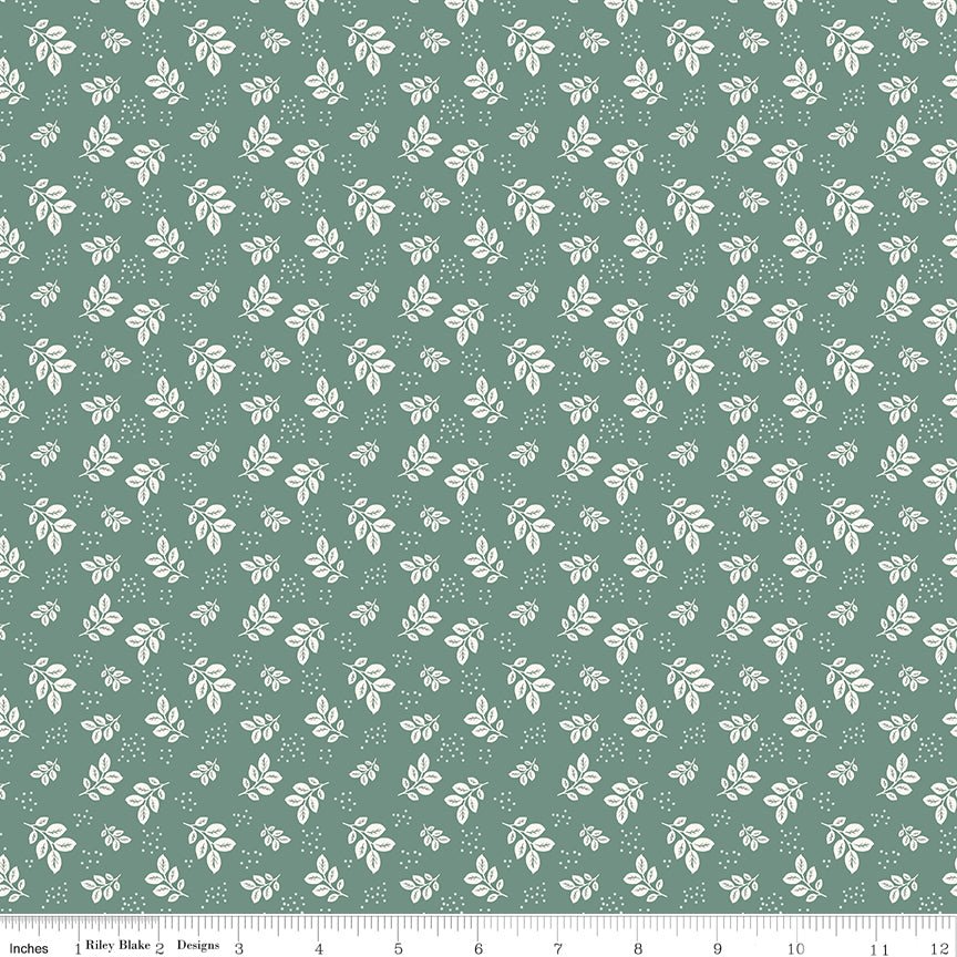 Renew Quilt Fabric Leaves Aqua by Sandy Gervais C17282 - AQUA - Jammin Threads