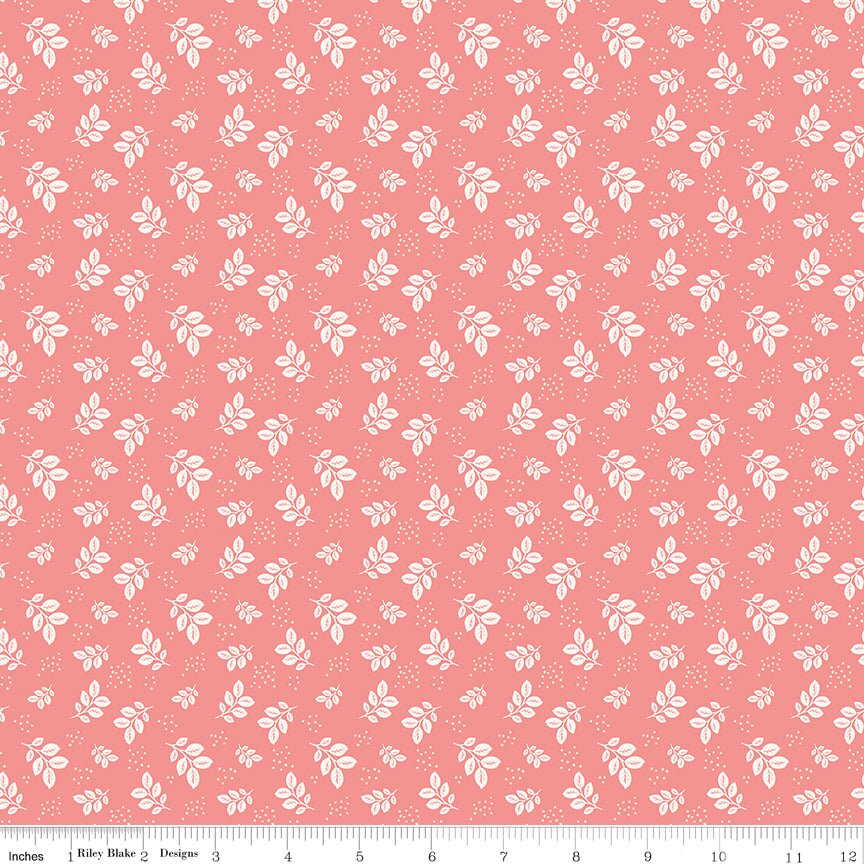 Renew Quilt Fabric Leaves Coral by Sandy Gervais C17282 - CORAL - Jammin Threads
