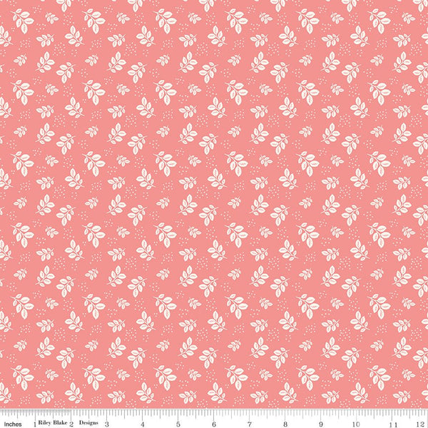 Renew Quilt Fabric Leaves Coral by Sandy Gervais C17282 - CORAL - Jammin Threads