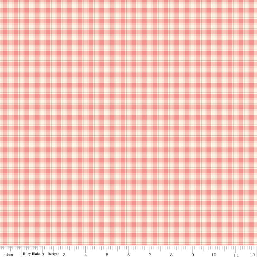 Renew Quilt Fabric Plaid Coral by Sandy Gervais C17284 - CORAL - Jammin Threads