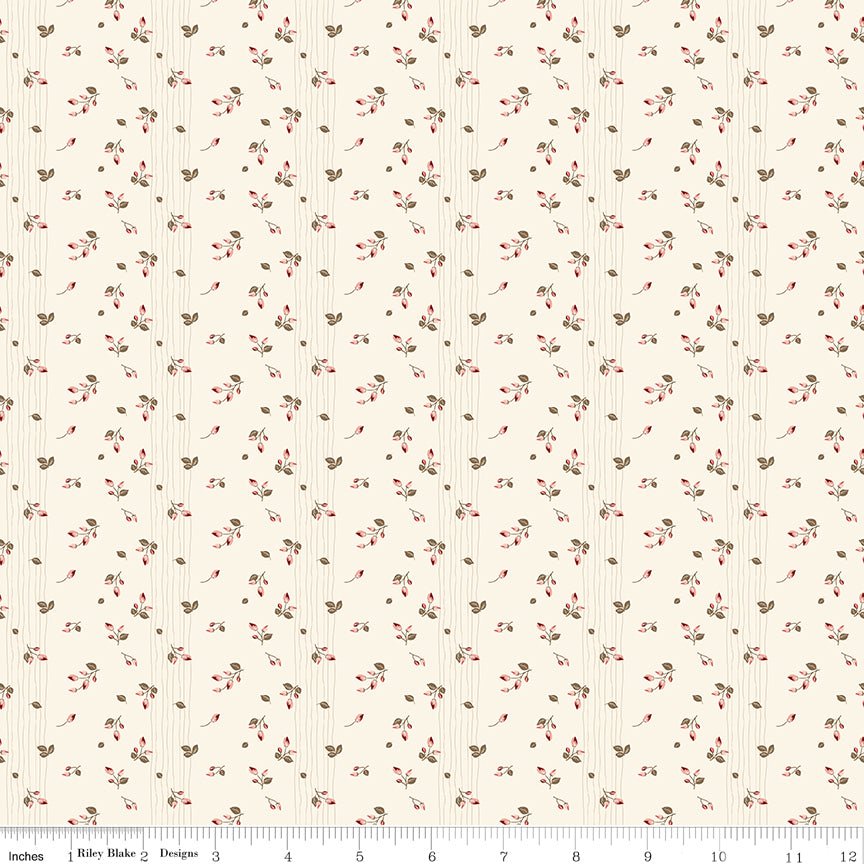 Renew Quilt Fabric Rosebud Latte Denim by Sandy Gervais C17285 - LATTE - Jammin Threads