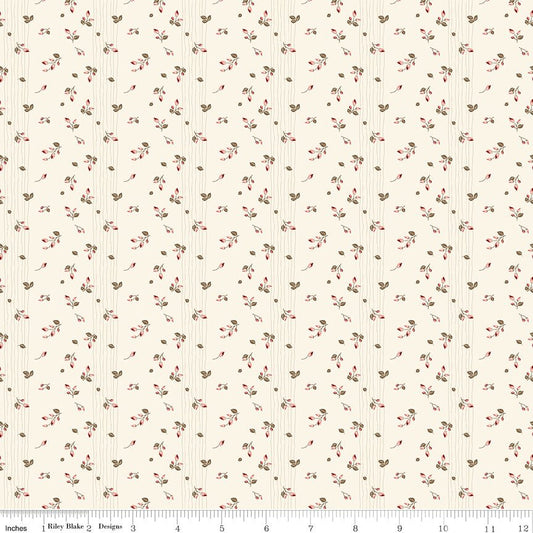 Renew Quilt Fabric Rosebud Latte Denim by Sandy Gervais C17285 - LATTE - Jammin Threads