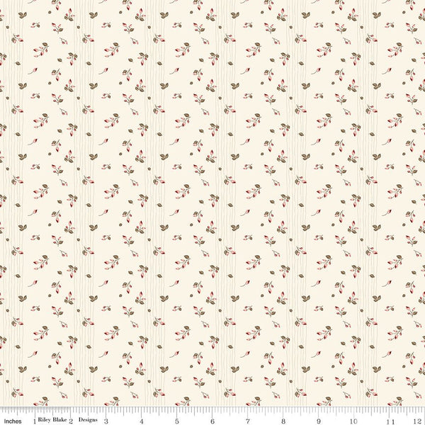 Renew Quilt Fabric Rosebud Latte Denim by Sandy Gervais C17285 - LATTE - Jammin Threads