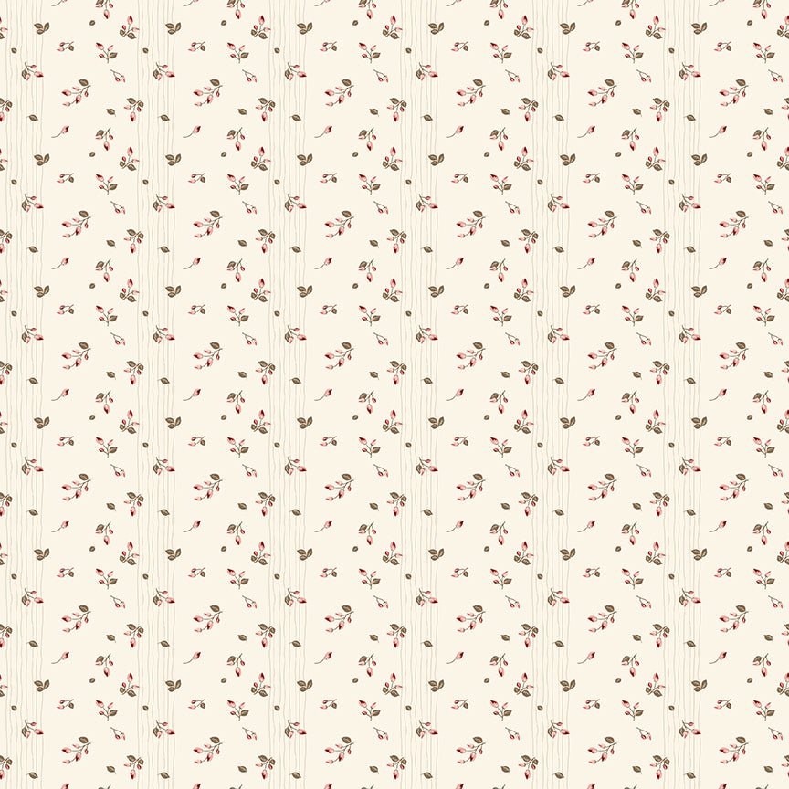 Renew Quilt Fabric Rosebud Latte Denim by Sandy Gervais C17285 - LATTE - Jammin Threads