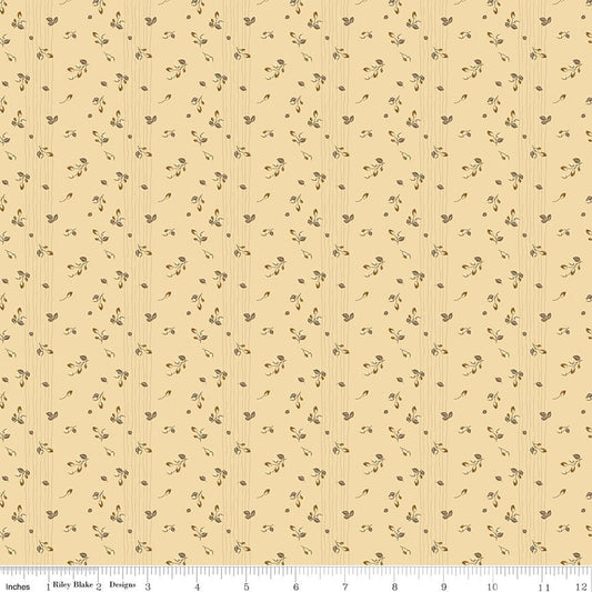 Renew Quilt Fabric Rosebud Yellow Denim by Sandy Gervais C17285 - YELLOW - Jammin Threads