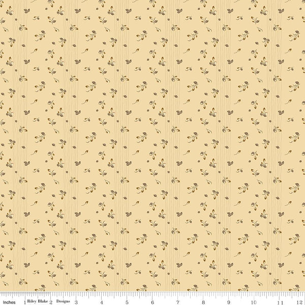 Renew Quilt Fabric Rosebud Yellow Denim by Sandy Gervais C17285 - YELLOW - Jammin Threads