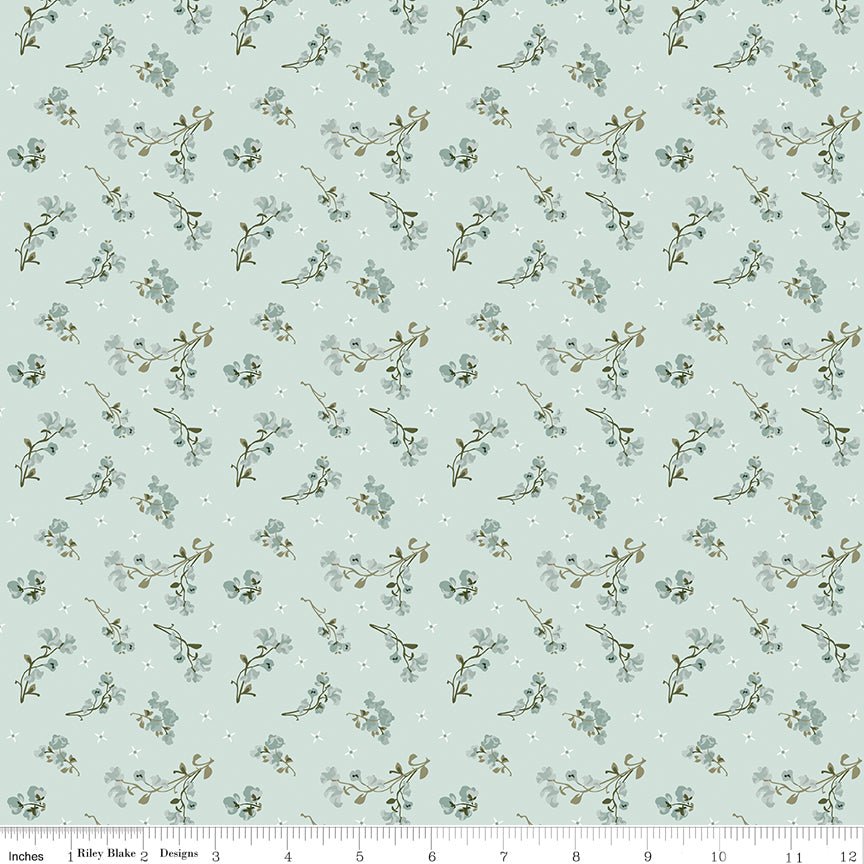 Renew Quilt Fabric Sweet Pea Bleached Denim by Sandy Gervais C17283 - BLEACHED DENIM - Jammin Threads