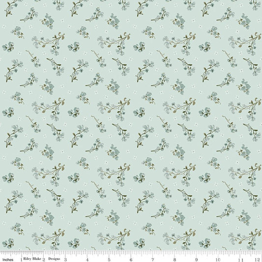 Renew Quilt Fabric Sweet Pea Bleached Denim by Sandy Gervais C17283 - BLEACHED DENIM - Jammin Threads