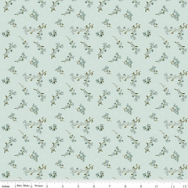 Renew Quilt Fabric Sweet Pea Bleached Denim by Sandy Gervais C17283 - BLEACHED DENIM - Jammin Threads