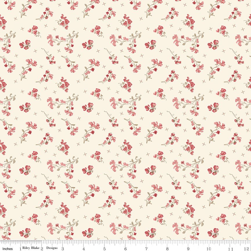 Renew Quilt Fabric Sweet Pea Latte by Sandy Gervais C17283 - LATTE - Jammin Threads