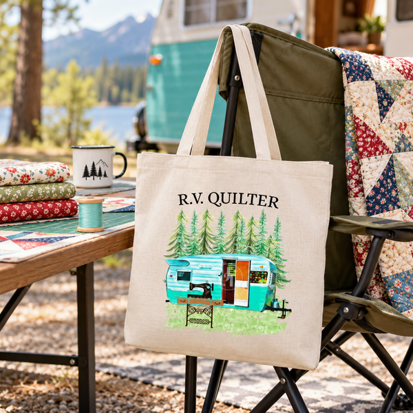 RV Quilter Personalized Tote Bag – Retro Camper Sewing Bag - Jammin Threads