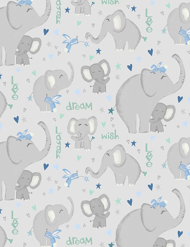 Safari Lullaby Elephants All Over Quilt Fabric by Wilmington Prints - Jammin Threads