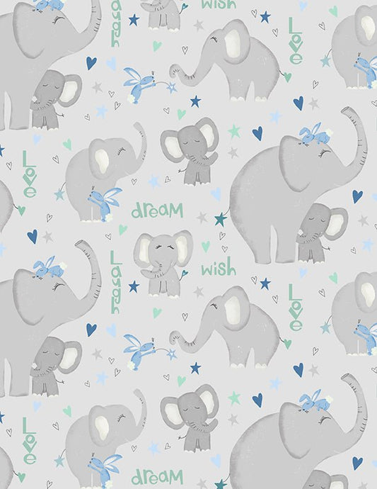 Safari Lullaby Elephants All Over Quilt Fabric by Wilmington Prints - Jammin Threads