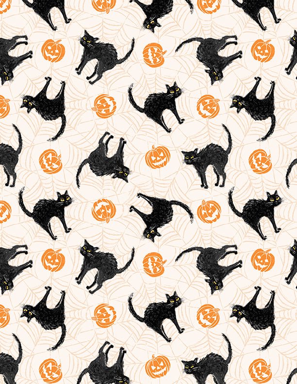 Scaredy Cats Cream Halloween Quilt Fabric by Wilmington Prints - Jammin Threads