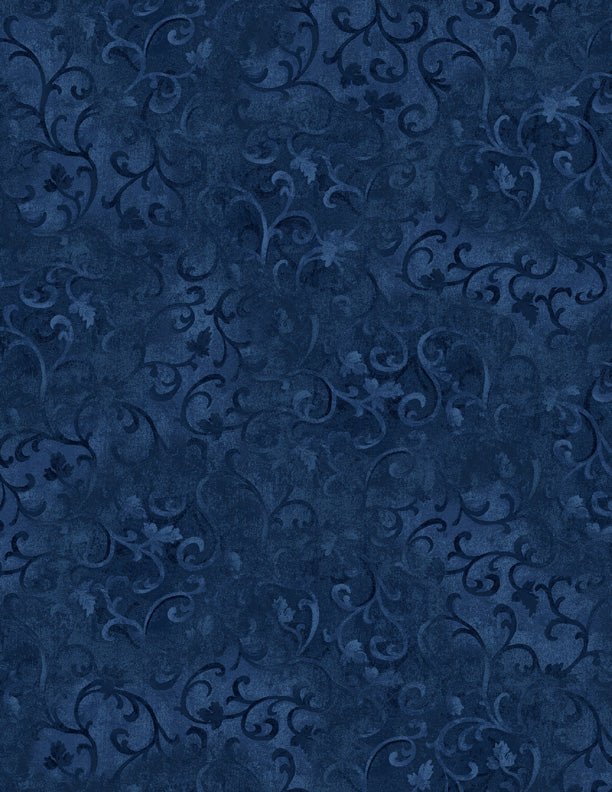 Scroll True Navy Cotton Quilt Fabric by Wilmington Prints - Jammin Threads