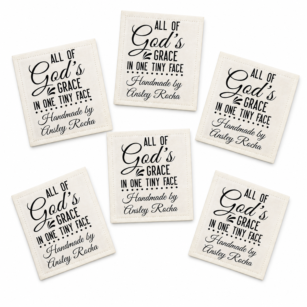 set of 6 baby quilt labels