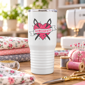 Sewciopath Personalized Drinkware – Funny Sewing Tumbler & Quilter Gift - Jammin Threads
