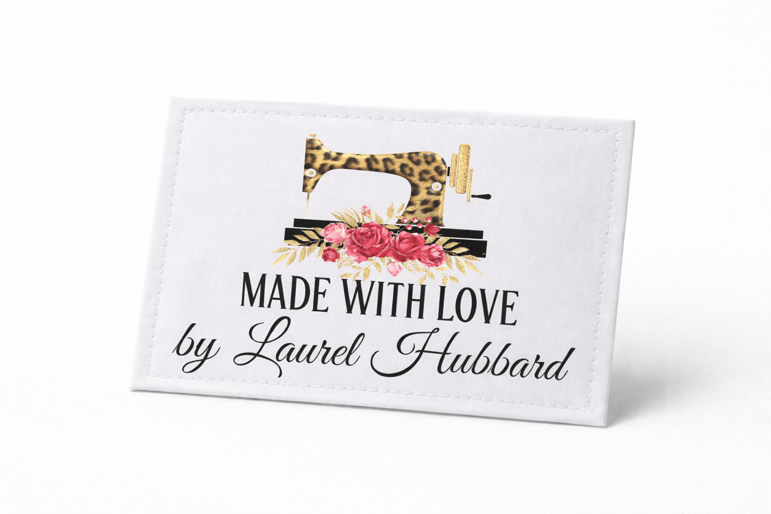 Sewing Machine Quilt Label – “Made with Love” Personalized Quilt Tag – Cheetah Print Sewing Label – Custom Quilting Label - Jammin Threads