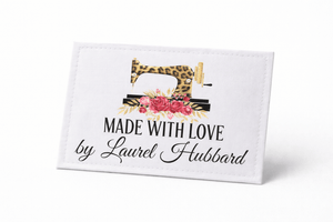 Sewing Machine Quilt Label – “Made with Love” Personalized Quilt Tag – Cheetah Print Sewing Label – Custom Quilting Label - Jammin Threads