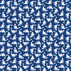 Shark Attack Children's Quilt Fabric 28858 - 48 Tossed Sharks by Northcott - Jammin Threads
