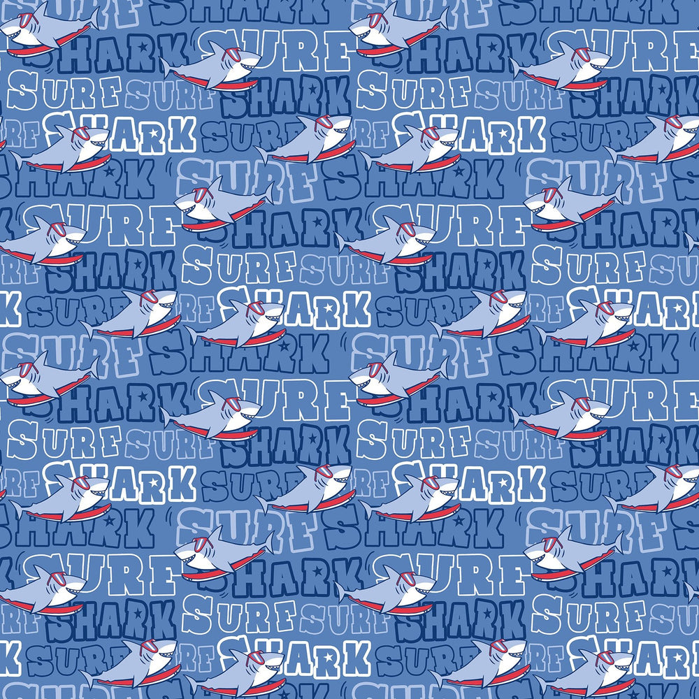 Shark Attack Children's Quilt Fabric 28859 - 44 Shark Surf by Northcott - Jammin Threads