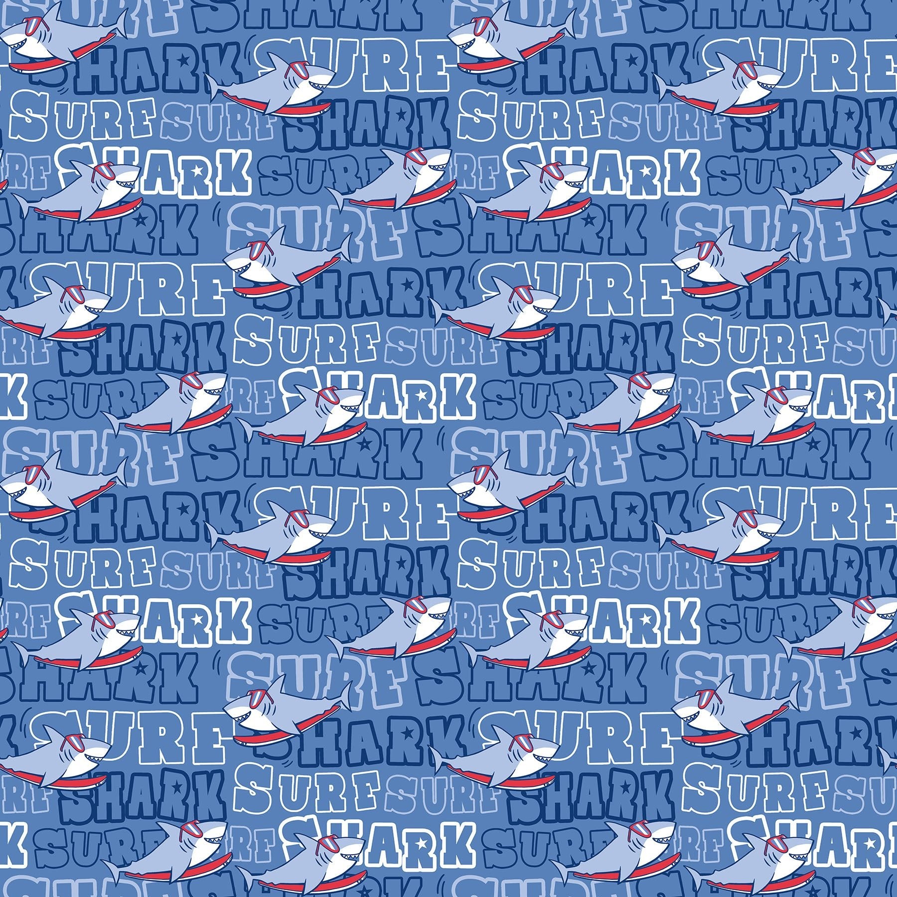 Shark Attack Children's Quilt Fabric 28859 - 44 Shark Surf by Northcott - Jammin Threads