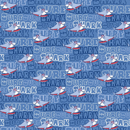 Shark Attack Children's Quilt Fabric 28859 - 44 Shark Surf by Northcott - Jammin Threads