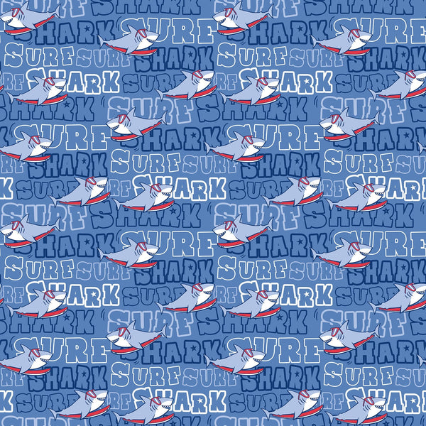 Shark Attack Children's Quilt Fabric 28859 - 44 Shark Surf by Northcott - Jammin Threads