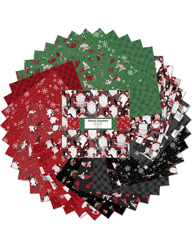 Snowy Gnomies Christmas Quilt Fabric - 10 Karat Gems 10x10" 42 pc. 518 897 518 - Jammin Threads